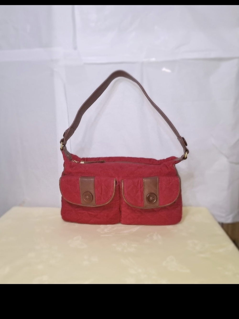 Vintage Vera Bradley Limited Edition Quilted Red Corduroy Shoulder Bag- EUC